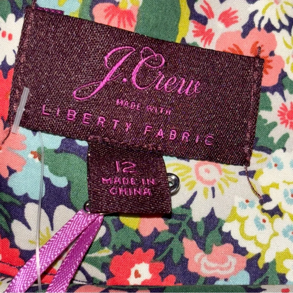 J. Crew x Liberty Tie-waist Short Thorpe Floral Women Sz 12 NWT Romantic Preppy
